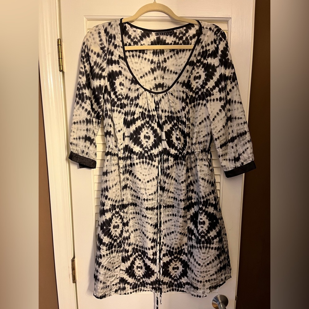 silk tie dye tie waist dress